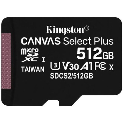 Kingston Canvas Select Plus microSDHC 512GB Class 10 U3 V30 A1 UHS-I με αντάπτορα