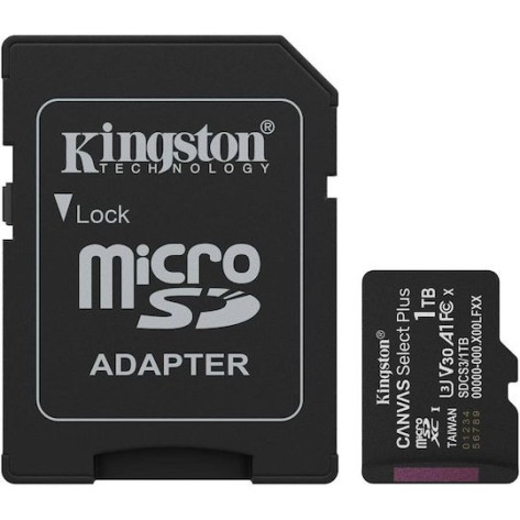 Kingston Canvas Select Plus microSDHC 1TB Class 10 U3 V30 A1 UHS-I με αντάπτορα
