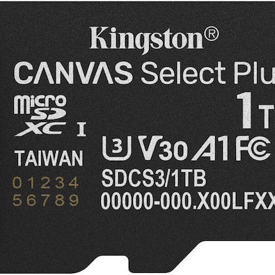 Kingston Canvas Select Plus microSDXC 1.0TB Class 10 U3 με αντάπτορα