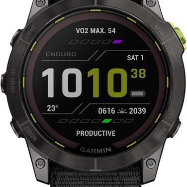 Garmin Enduro 2 Solar Titanium 51mm Αδιάβροχο Smartwatch με Παλμογράφο (Grey DLC Titanium with UltraFit Nylon Strap)
