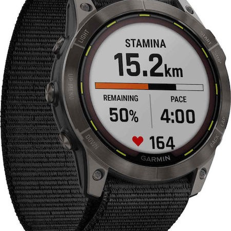 Garmin Enduro 2 Solar Titanium 51mm Αδιάβροχο Smartwatch με Παλμογράφο (Grey DLC Titanium with UltraFit Nylon Strap)