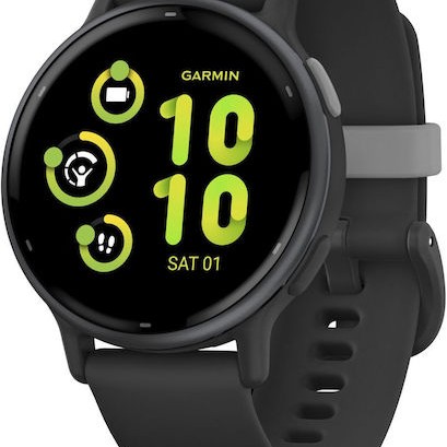 Garmin Vivoactive 5 Aluminium 42mm Αδιάβροχο Smartwatch με Παλμογράφο (Slate Bezel With Black Silicone Band)