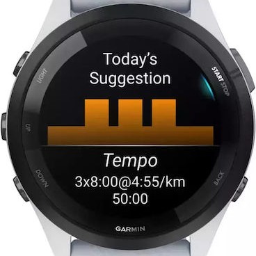 Garmin Forerunner 265 46mm Αδιάβροχο Smartwatch με Παλμογράφο (Whitestone/Tidal Blue)