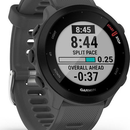 Garmin Forerunner 55 42mm Αδιάβροχο Smartwatch με Παλμογράφο (Monterra Grey)