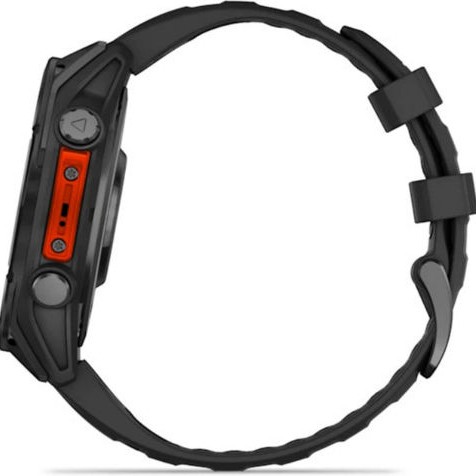 Garmin Fenix 8 Stainless Steel 47mm Αδιάβροχο Smartwatch με Παλμογράφο (Slate Grey With Black Silicone Band)