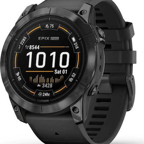Garmin Epix Pro Stainless Steel 51mm Αδιάβροχο Smartwatch με Παλμογράφο (Slate Grey with Black Band)