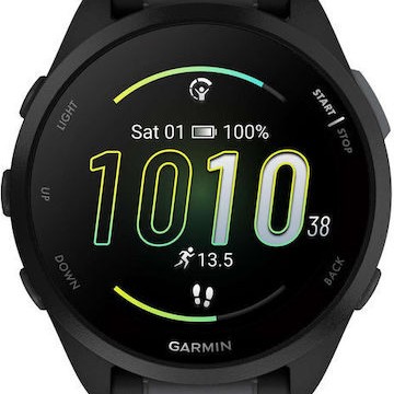 Garmin Forerunner 165 43mm Αδιάβροχο Smartwatch με Παλμογράφο (Black/Slate Gray)