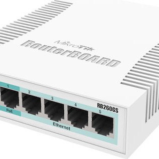 MikroTik RB260GS Unmanaged L2 PoE Switch με 5 Θύρες Gigabit (1Gbps) Ethernet