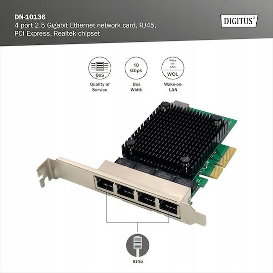 Digitus Ενσύρματη Κάρτα Δικτύου Gigabit (2.5Gbps) Ethernet PCI-e