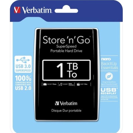 Verbatim Store 'n' Go USB 3.0 Εξωτερικός HDD 1TB 2.5