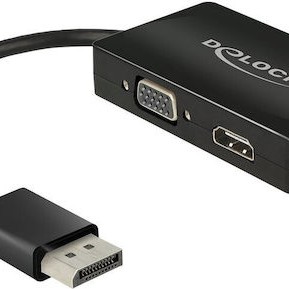 DeLock Μετατροπέας DisplayPort male σε DVI-D / HDMI / VGA female 1τμχ 62656