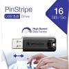 Verbatim PinStripe 16GB USB 3.0 Stick Μαύρο