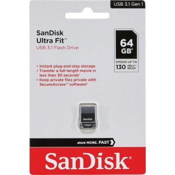 Sandisk Ultra Fit 64GB USB 3.1 Stick Μαύρο