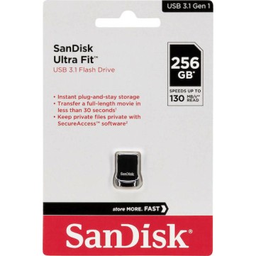 Sandisk Ultra Fit 256GB USB 3.1 Stick Μαύρο