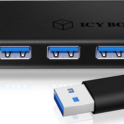 Icy Box USB 3.0 Hub 4 Θυρών με σύνδεση USB-A και Εξωτερική Παροχή Ρεύματος