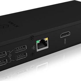 Icy Box USB-C / USB-A Docking Station με HDMI Ethernet και σύνδεση 2 Οθονών Μαύρο (IB-DK2251AC)