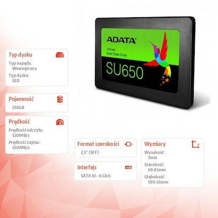 Adata Ultimate SU650 SSD 256GB 2.5'' SATA III