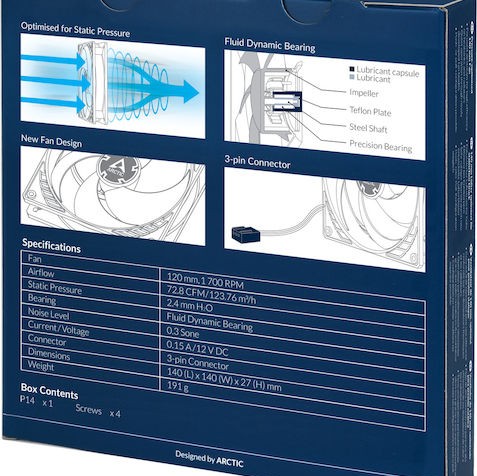 Arctic P14 Case Fan 140mm με Σύνδεση 3-Pin