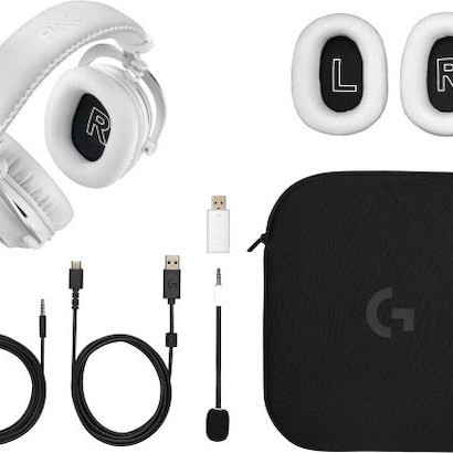 Logitech Pro X 2 Lightspeed Ασύρματα Over Ear Multimedia Ακουστικά με μικρόφωνο και σύνδεση 3.5mm Jack / Bluetooth σε Λευκό χρώμα