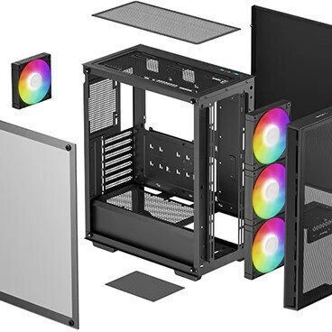 Deepcool Matrexx 55 Mesh V4 C Gaming Midi Tower Κουτί Υπολογιστή με Πλαϊνό Παράθυρο και RGB Φωτισμό Μαύρο