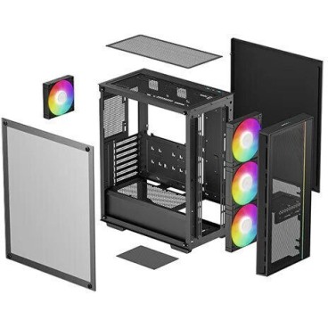 Deepcool Matrexx 55 Mesh V4 C Gaming Midi Tower Κουτί Υπολογιστή με Πλαϊνό Παράθυρο και RGB Φωτισμό Μαύρο