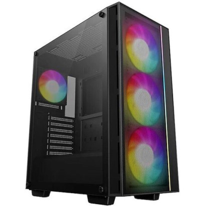 Deepcool Matrexx 55 Mesh V4 C Gaming Midi Tower Κουτί Υπολογιστή με Πλαϊνό Παράθυρο και RGB Φωτισμό Μαύρο